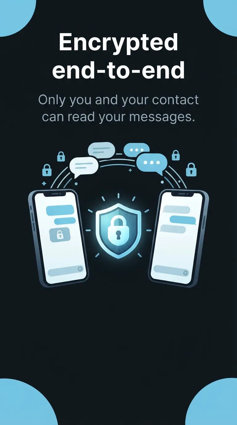Two phones exchanging an encrypted message