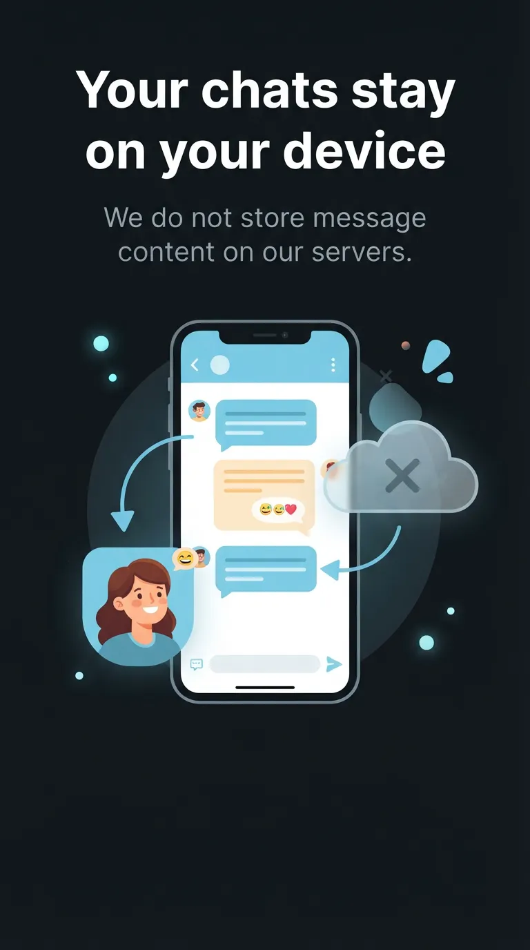 A phone keeping its chats while the cloud is crossed out