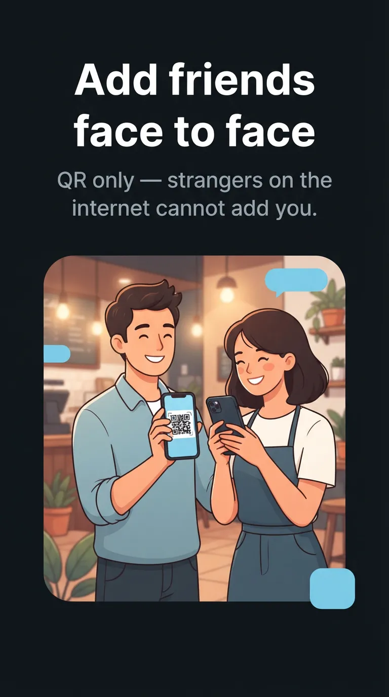 Two people adding each other by scanning a QR code